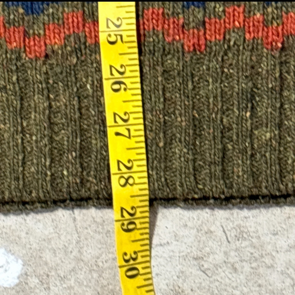 McNeal Lambswool Sweater Men’s Size Medium Green Orange Aztec Fair Isle Crewneck - Picture 10 of 15